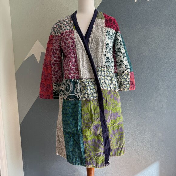 Anthropologie | Lilka Multicolor Patchwork Quilted Cotton Robe XS - Picture 2 of 11